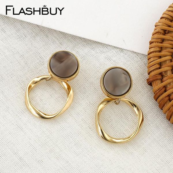 

dangle & chandelier flashbuy metal gold trendy round drop earrings for women acrylic geometric statement wedding jewelry accessories gift, Silver