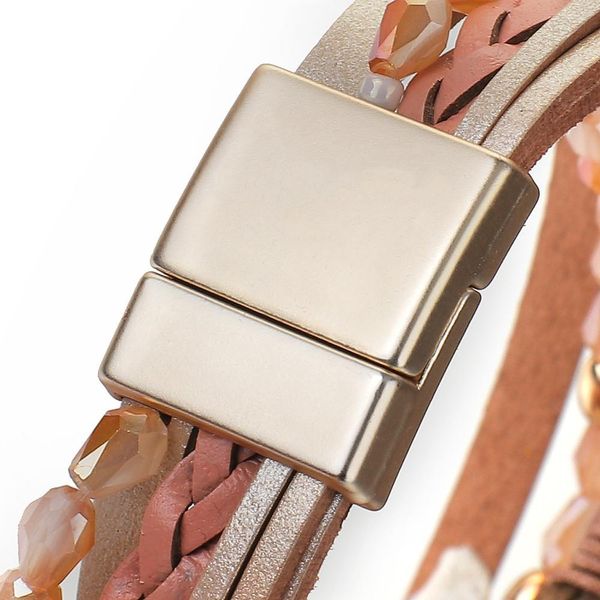 

flashbuy мода boho плетеные кожаные браслеты для женщин кристалл бисер charm широкий wrap браслет женский подарок ювелирных изделий 2020 qyl, Golden;silver