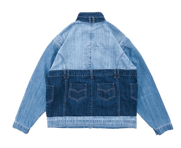 

new arrivals 2021 wash patchwork jeans jacket men women couple jacket hip-hop high street oversize jacket men, Black