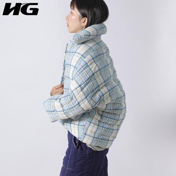 

hg] 2018 winter korea fashion new women white duck down long covered button plaid full sleeve casual down coat dll11441, Black