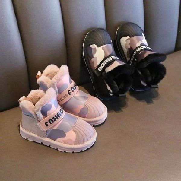 

girl' cotton sho winter boots sisters and brothers neutral children' fur integrated plush new, Black;grey