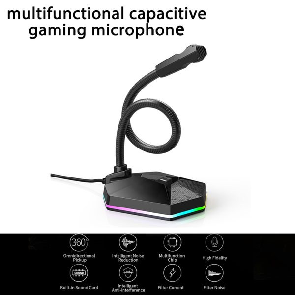 

gaming usb микрофон с rgb волшебные огнями для игры болтает ноутбук живой youtube 360 ​​° настройки студии речь микрофона