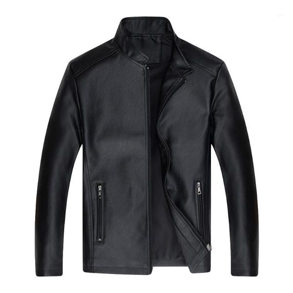 

men's long sleeve christmas jackets man new fashion leather clothing rest collar zipper coat casual pure color#g251, Black;brown