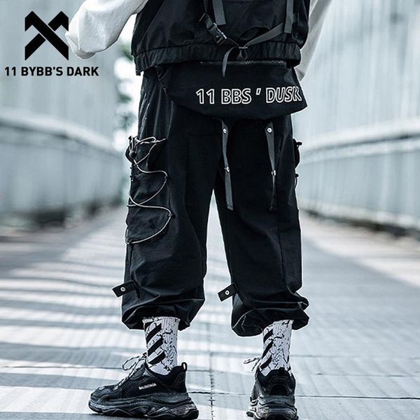 

11 bybb's dark removable belt bag cargo pants men reflective casual harajuku streetwear sweatpants hip hop joggers trouser 201110, Black