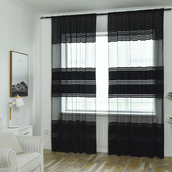 

large leaves sheer window curtains balcony children bedroom treatment voile drape black and white window curtains 1 pc