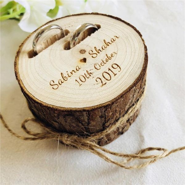 

gift wrap arrival personalized wooden ring holder rustic bearer box custom bride groom natural wood wedding party gift1