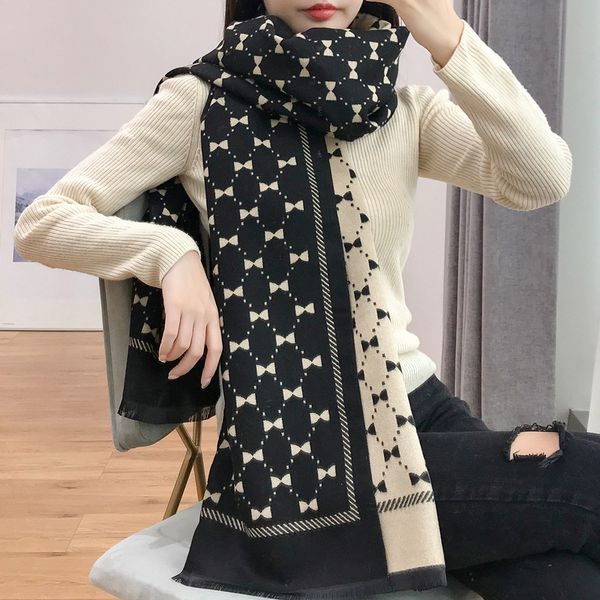 

winter warm women tassel scarf fashion ladies thicken double-sided outdoor bowknot plaid print scarf shawl casual fashion gifts ly12182, Red;brown