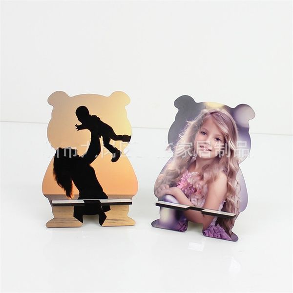 

sublimation mobile phone bracket bear shape blank printed picture holder diy cartoon phones stand portable woodiness gift 4 1bd g2