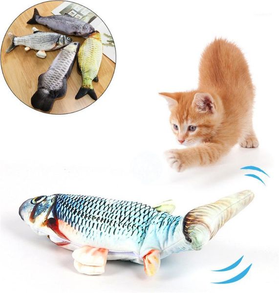 

electric cat toys plush 3d interactive electronic usb bite resistant chew molar moving dancing fish toy kitten grinding claw1