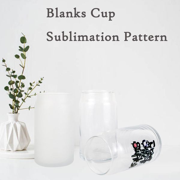 

12oz/16oz sublimation cola can tumbler clear frosted glass jar with bamboo lid wide mouth beer cup festival party wine tumblers
