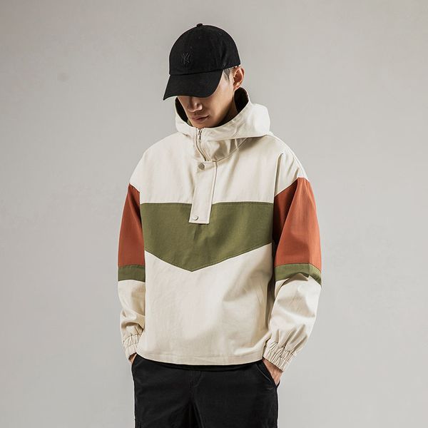 

2021 new privathinker korean patchwork streetwear men casual windbreaker coats autumn new men's hip hop jackets 5gz9, Black;brown