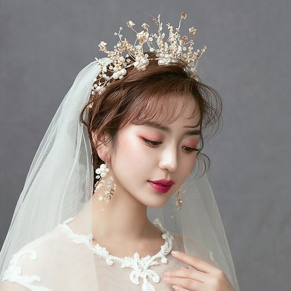 

crown female 18-year-old bride's grand net red, same style of sen super fairy wedding headdress, xianmei, Silver