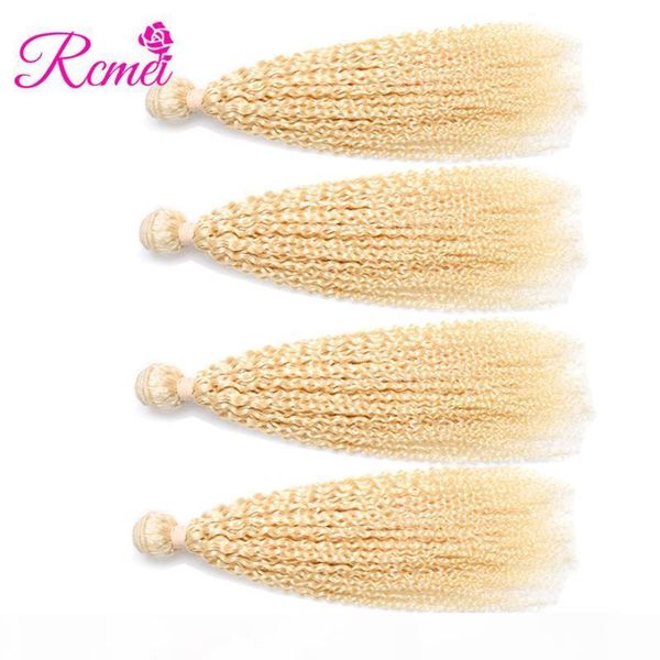 

rcmei indian 613 kinky curly bundles remy 100% human hair extensions long blonde human hair weave 10-28 inch 4 bundles ing, Black