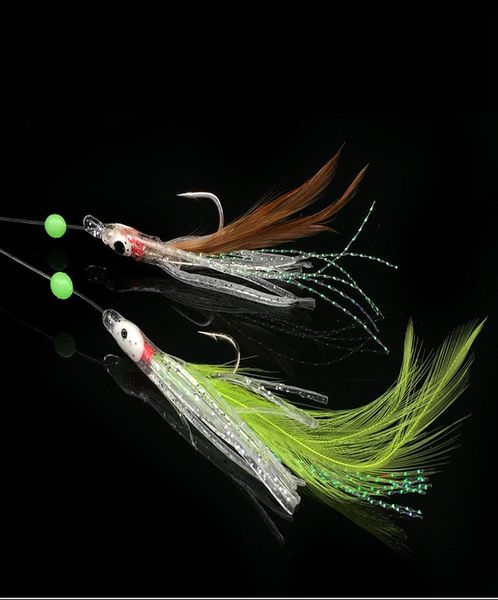 

5pcs/set fishhooks for swivel fishing luminous artificial silicone bait false skin luminous pesca combination string hook bbyxkb garden2010