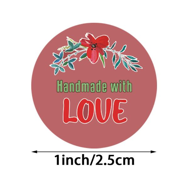 

you 500pcs 1 inch handmade with thank love stamp box kraft paper stickers flower nail sticker seal labels roll