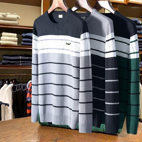 

осень зима новое высококачественное мужское уплотнение с длинными рукавами толстые полосатый свитер молодежь прилив базовый тонкий вязаный с, White;black