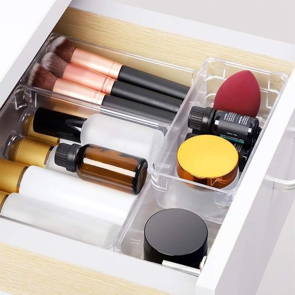

16pcs drawer storage box transparent makeup brush container desk organizer tableware organizer box for makeup bbyxpp