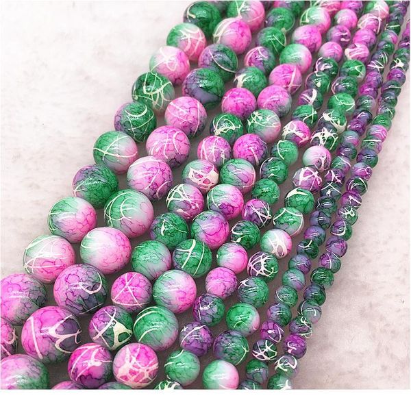 

wholesale 4/6/8/10mm double colored glass beads loose spacer beads painted charm for jewellery making diy bracelet&neck qylwbj