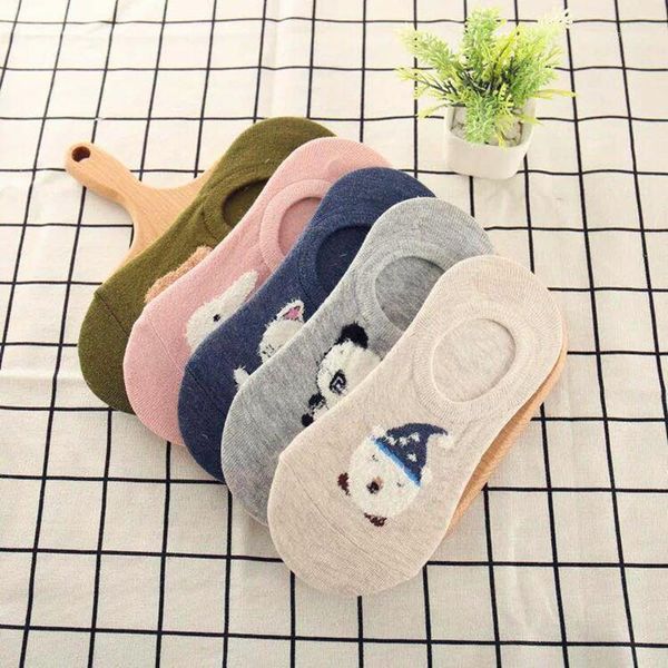 

5pairs/lot summer korea women socks cute animal ankle comfort socks cotton invisible cartoon girl dropship1, Black;white
