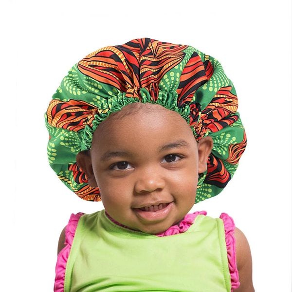 

baby bonnet cap double layer silky sleep cap african pattern print satin lined bonnet women hair care hat headwrap, Blue;gray