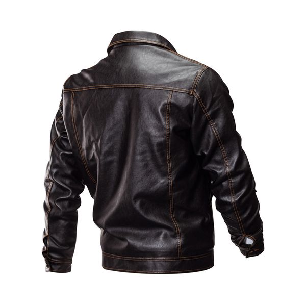 

2021 the new winderbreaker leather the plutonium high street coat turn down collar jackets from men fine casual fit outwear jacket j6u9, Black
