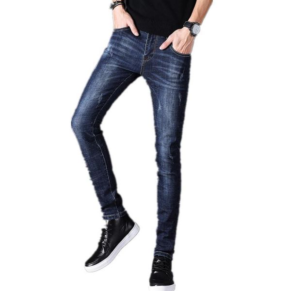 

man jeans male fashion elastic straight jeans new men mid pants slim skinny men stretch, Blue