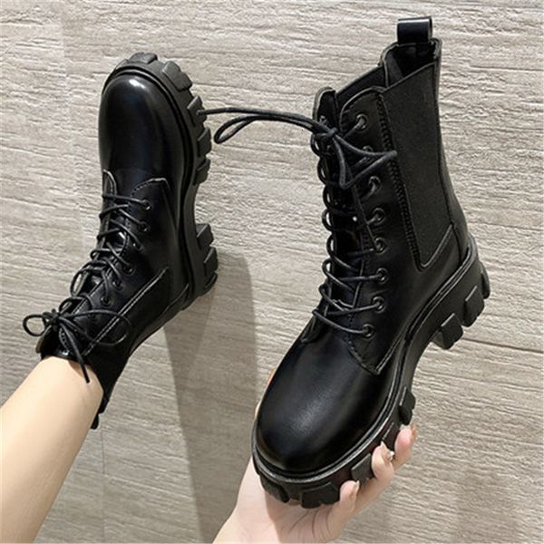 

mujer 2021 new short black and white fashion women's shoes thick autumn boots anti-slip eo83