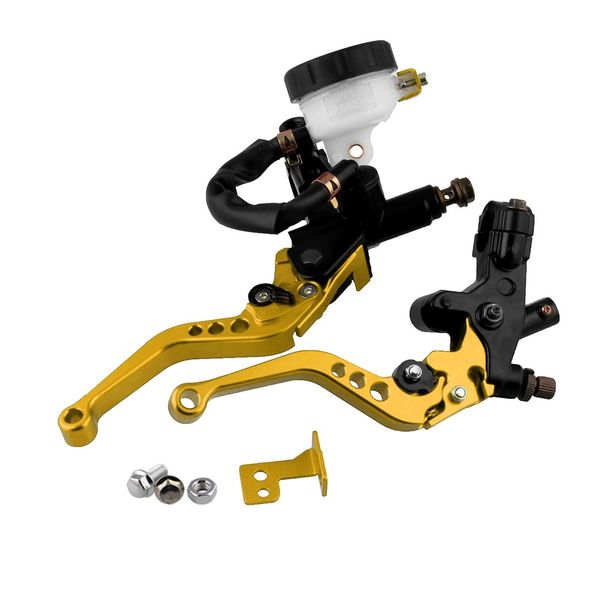 

7/8" motorcycle brake clutch levers master cylinder reservoir set universal adjustable