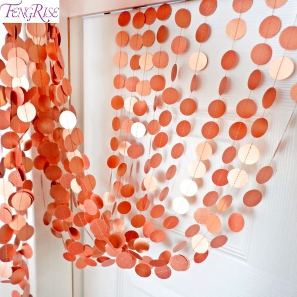 

fengrise 2.8m champagne star rose pink circle paper birthday party decoration supplies wedding hanging garland