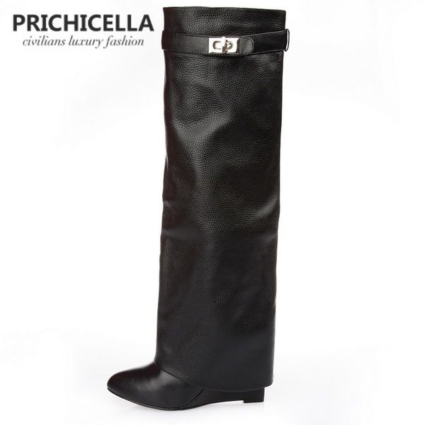 

prichicella натуральная кожа заостренный носок пряжка ремень замок клин гладиаторов колено высокие сапоги высокие size34-42 201020, Black