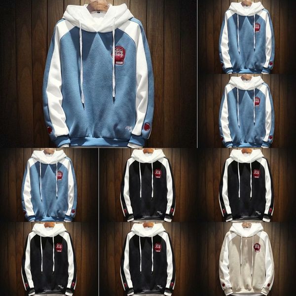 

ddavm autumn casual hat plush men's korean slim coat youth trend hoodie coat sweater hoodie ivr6usweater, Black
