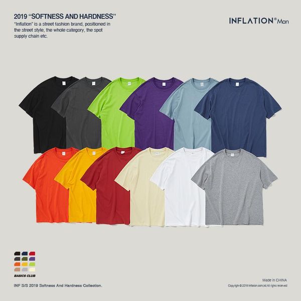 

inflation candy colour cotton oversized fashion hip hop t-shirts dress tee solid loose fit basic tee couple 8193s, White;black