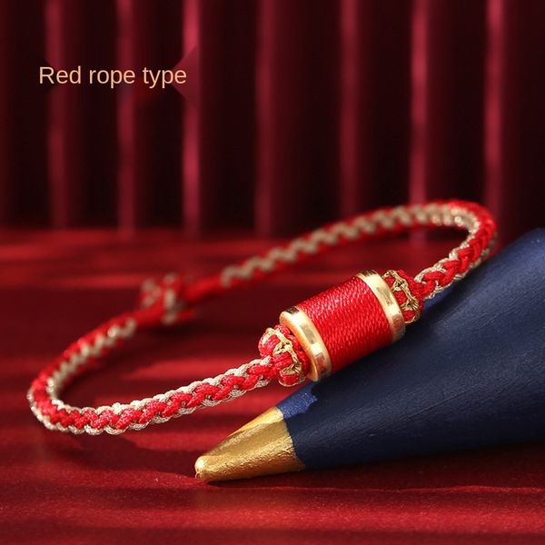

mzjoo longjie new couple palace museum s999 silver tongguochao hand series bead woven transfer road bracelet bracelet rope 66qii, Golden;silver