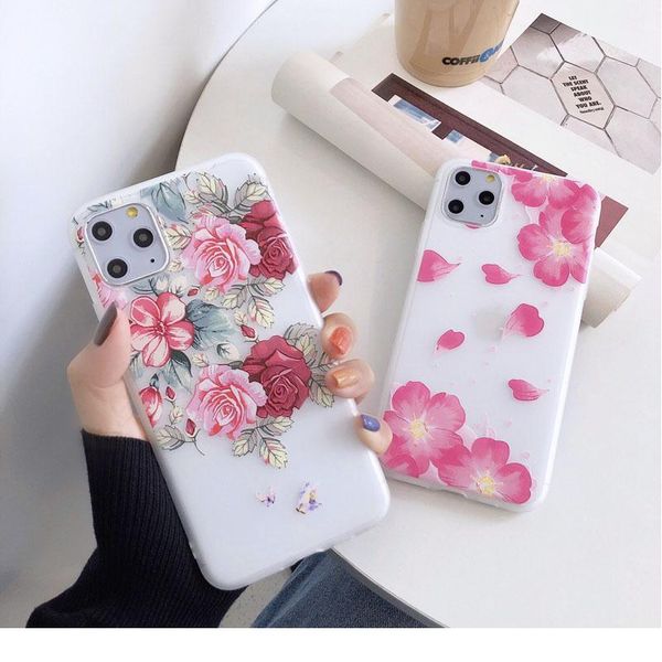 

soft matte 3d relief flower phone for iphone 11 11pro max x xr xs 6 6s 7 8 plus se2 jllred