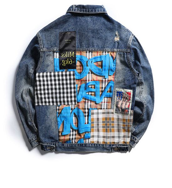 

fujian factory patches stylish cotton jeans jacket black men
