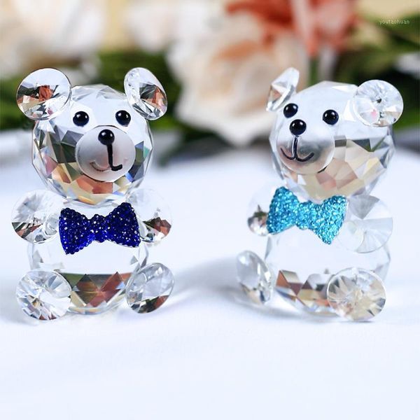 Objetos decorativos Figuras Butterfly urso de cristal em miniaturas artesanato de animais de vidro para decoração de casa e presente1