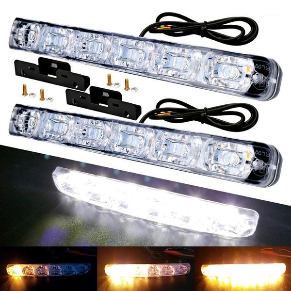 

sequential flowing yellow 6 led car daytime running lights driving fog light car styling waterproof drl bright turning signal1