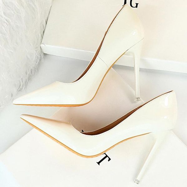 

2020 new women leather pumps fashion office ladies bridal shoes tacones mujer white nude red high heels wedding party shoes1, Black