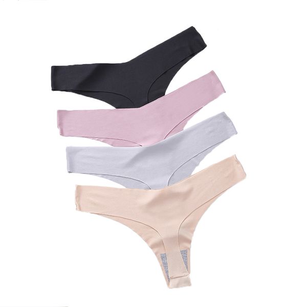 

women's panties 5pcs pack women underwear thongs seamless v waist g-string tangas lingerie low t-back underpants, Black;pink
