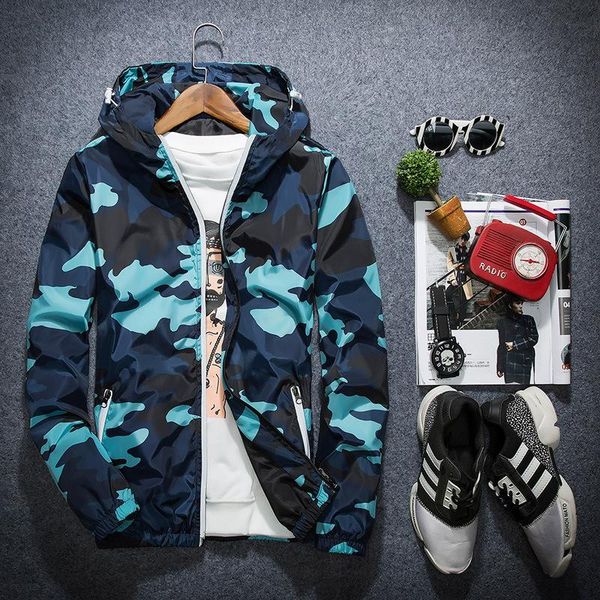 

2020 new fashion brand camouflage jacket men plus size camo hooded windbreaker jackets canvas jacket parka streetwear, Black;brown