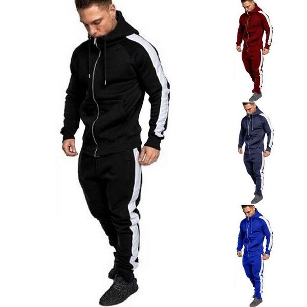 

vogue vogue nice 2 шт наборы tracksuit мужские осень зима толстовка с капюшоном + drawstring брюки мужской нашивки лоскутная толстовки, Gray