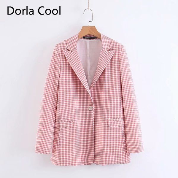 

female way chess printed blazers 2021 spring high street lady office coats engraved collar an outerwear button femme blazer 60cn, White;black
