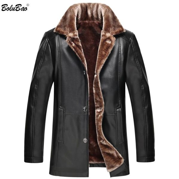 

bolubao winter new brand men leather jackets men's fashion casual leather coats male outdoor jacket coat, Black