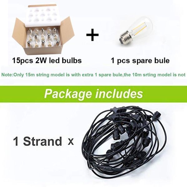 

10m 15m s14 диммирование гирлянды водонепроницаемого e27 теплой водить ретро рождество открытой улицы backyard сад патио отдых освещение sqc