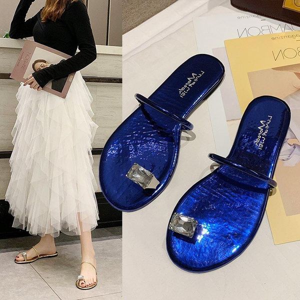 

slippers sandals and women's outer wear summer fashion rhinestone set toe net red ladies, Black