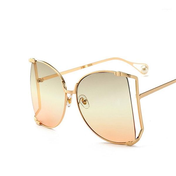 

sunglasses trendy large frame irregular women 2021 fashion hollow pearl glasses1, White;black