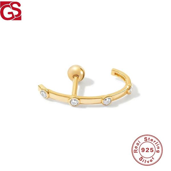 

stud gs 925 sterling silver earrings irregular zircon for women fashion boucle ooreille femme fine jewelry accessories, Golden;silver