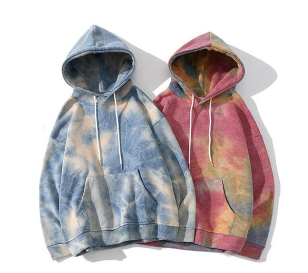 

дизайнеры мужские толстовки осень зима tie-dye градиент с длинным рукавом пуловеры с капюшоном топы письма печать причинно спортивные кофты, White