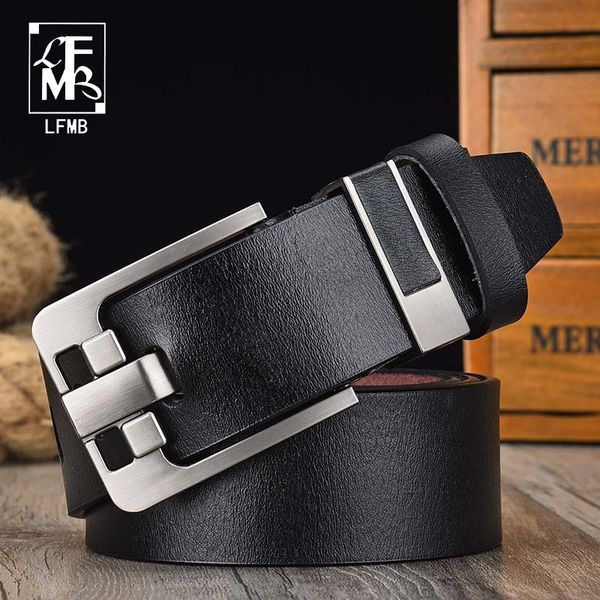 

lfmb]men's classic retro punk leather brand belt men's fashion jeans with adolescent students belt alloy thick pin buckle y200520, Black;brown