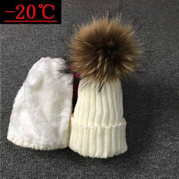

100% real raccoon fur hats knitted wool gunuine fur pompom beanies hat winter cap for women, Blue;gray